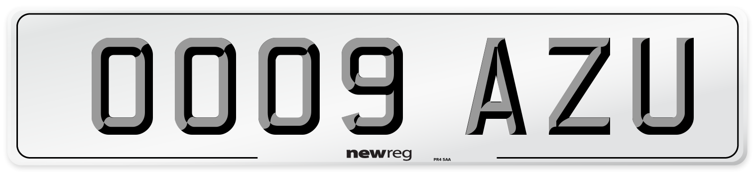 OO09 AZU Number Plate from New Reg